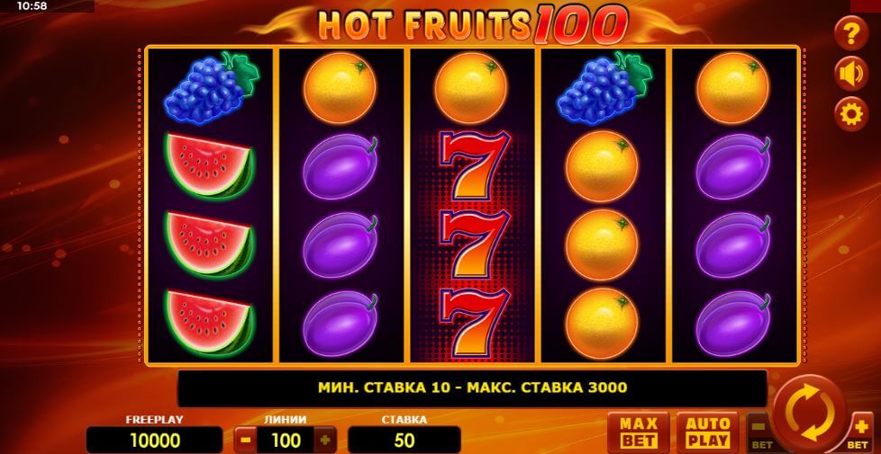 5 Слот Hot Fruits 100 с крупными выплатами